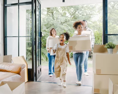 Family moving into their new home.